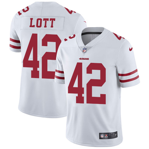 Nike 49ers #42 Ronnie Lott White Men's Stitched NFL Vapor Untouchable Limited Jersey - Click Image to Close